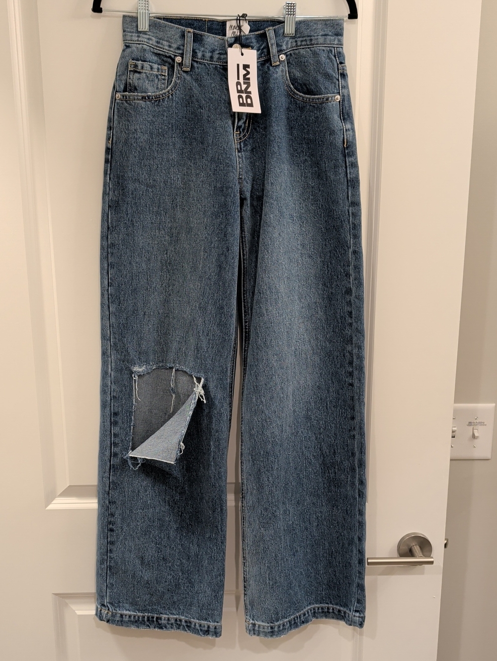 PRINCESS POLLY PPDNM NWT Siz 2 Wide Leg Distressed Blue Jeans